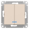 ATN000253 - AtlasDesign 2-клавишный ВЫКЛЮЧАТЕЛЬ с подсветкой, схема 5а, 10АХ, механизм, БЕЖЕВЫЙ