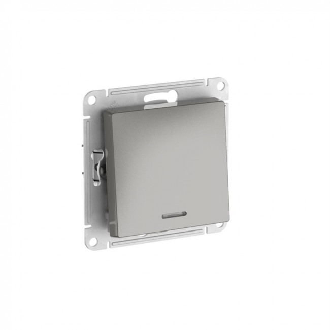 ATLASDESIGN 1-кл ПЕРЕКЛЮЧАТЕЛЬ с подсветкой, сх.6а, 10АХ, мех., быстрозажимные клеммы., СТАЛЬ, ATN000963S