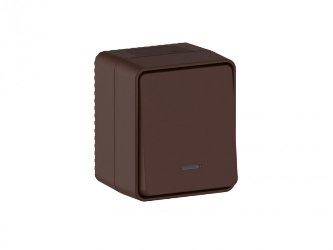 ATN546013 - AtlasDesign PROFI IP54 О/У 1-клавишный ВЫКЛЮЧАТЕЛЬ с подсветкой 10 АХ, КОРИЧНЕВЫЙ