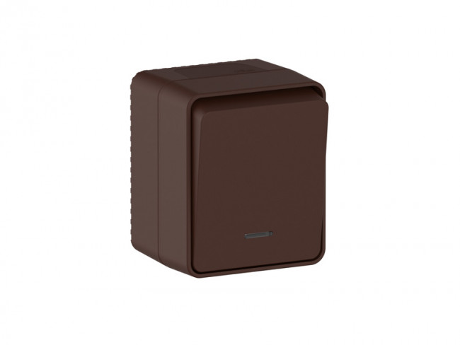 ATN546013 - AtlasDesign PROFI IP54 О/У 1-клавишный ВЫКЛЮЧАТЕЛЬ с подсветкой 10 АХ, КОРИЧНЕВЫЙ