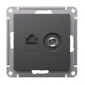 ATN001489 - AtlasDesign РОЗЕТКА двойная ТВ + компьютерная RJ45, кат. 5Е, БАЗАЛЬТ ATN001489 - AtlasDesign РОЗЕТКА двойная ТВ + компьютерная RJ45, кат. 5Е, БАЗАЛЬТ