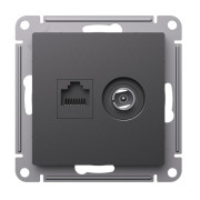 ATN001489 - AtlasDesign РОЗЕТКА двойная ТВ + компьютерная RJ45, кат. 5Е, БАЗАЛЬТ