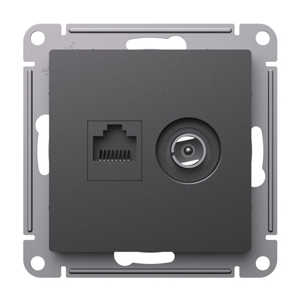 ATN001489 - AtlasDesign РОЗЕТКА двойная ТВ + компьютерная RJ45, кат. 5Е, БАЗАЛЬТ