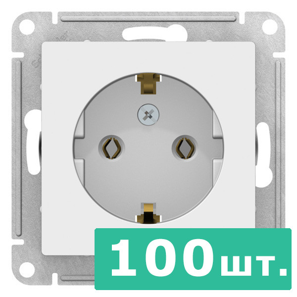 Набор: ATLASDESIGN РОЗЕТКА с заземлением, 16А, механизм, ЛОТОС, комплект из 100 штук, изолента