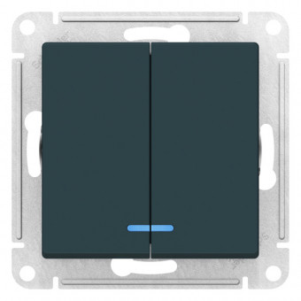 ATN000853 - AtlasDesign 2-клавишный ВЫКЛЮЧАТЕЛЬ с подсветкой, схема 5а, 10АХ, механизм, ИЗУМРУД