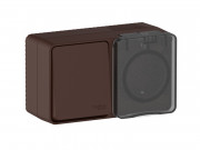 ATN546070 - AtlasDesign PROFI IP54 О/У БЛОК: РОЗ. з/к со шт. 16А, ВЫКЛ.1-клав.10А, КОРИЧНЕВЫЙ