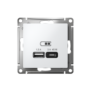 ATN000129 - AtlasDesign USB РОЗЕТКА A + тип-C 45W высокоскоростная зарядка QC, PD, механизм, БЕЛЫЙ