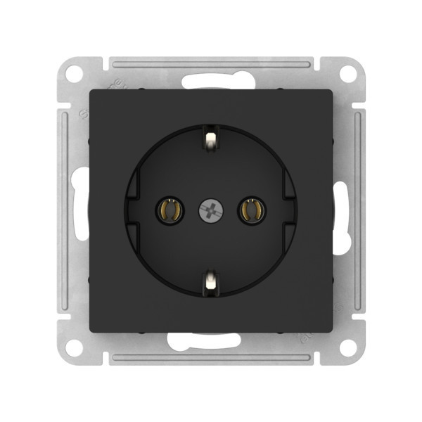 ATLASDESIGN РОЗЕТКА с заземлением, 16А, мех., быстрозажимные клеммы., КАРБОН, ATN001043S
