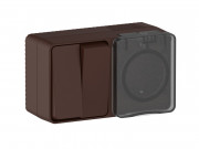 ATN546074 - AtlasDesign PROFI IP54 О/У БЛОК: РОЗ. з/к со шт. 16А, ВЫКЛ.2-клав.10А, КОРИЧНЕВЫЙ