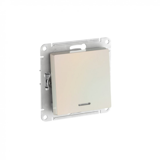 ATLASDESIGN 1-кл ПЕРЕКЛЮЧАТЕЛЬ с подсветкой, сх.6а, 10АХ, мех., быстрозажимные клеммы., ЖЕМЧУГ, ATN000463S