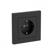 ATLASDESIGN РОЗЕТКА с заземлением со шторками, 16А, в сборе, быстрозажимные клеммы., КАРБОН, ATN001044S