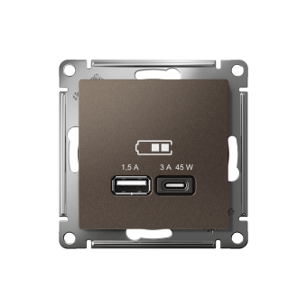 ATN000629 - AtlasDesign USB РОЗЕТКА A + тип-C 45W высокоскоростная зарядка QC, PD, механизм, МОККО