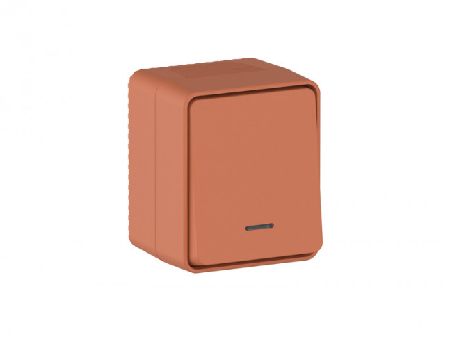 ATN547013 - AtlasDesign PROFI IP54 О/У 1-клавишный ВЫКЛЮЧАТЕЛЬ с подсветкой 10 АХ, ТЕРРАКОТОВЫЙ