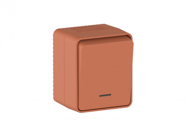 ATN547013 - AtlasDesign PROFI IP54 О/У 1-клавишный ВЫКЛЮЧАТЕЛЬ с подсветкой 10 АХ, ТЕРРАКОТОВЫЙ