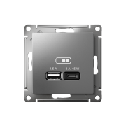 ATN000929 - AtlasDesign USB РОЗЕТКА A + тип-C 45W высокоскоростная зарядка QC, PD, механизм, СТАЛЬ