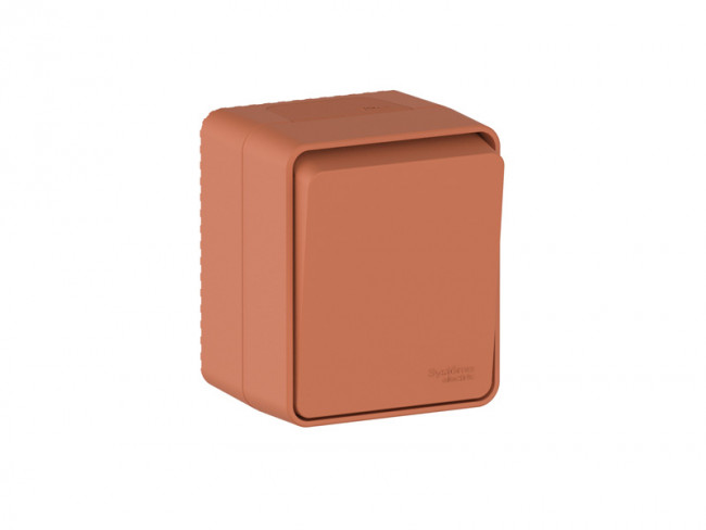 ATN547015 - AtlasDesign PROFI IP54 О/У 1-клавишный ВЫКЛЮЧАТЕЛЬ с самовозвратом 10 АХ, ТЕРРАКОТОВЫЙ