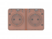 ATN547026 - AtlasDesign PROFI IP54 О/У РОЗЕТКА двойная с з/к со шторками 16А, ТЕРРАКОТОВЫЙ