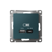 ATN000829 - AtlasDesign USB РОЗЕТКА A + тип-C 45W высокоскоростная зарядка QC,PD, механизм, ИЗУМРУД