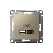 ATN000529 - AtlasDesign USB РОЗЕТКА A + тип-C 45W высокоскоростная зарядка QC,PD, механизм, ШАМПАНЬ