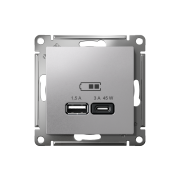 ATN000329 - AtlasDesign USB РОЗЕТКА A + тип-C 45W высокоскоростная зарядка QC,PD, механизм,АЛЮМИНИЙ