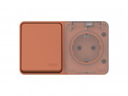 ATN547070 - AtlasDesign PROFI IP54 О/У БЛОК: РОЗ. з/к со шт. 16А, ВЫКЛ.1-клав.10А, ТЕРРАКОТОВЫЙ