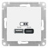 ATN000139 - AtlasDesign USB розетка A+С, 5В/2,4 А, 2х5В/1,2 А, белый
