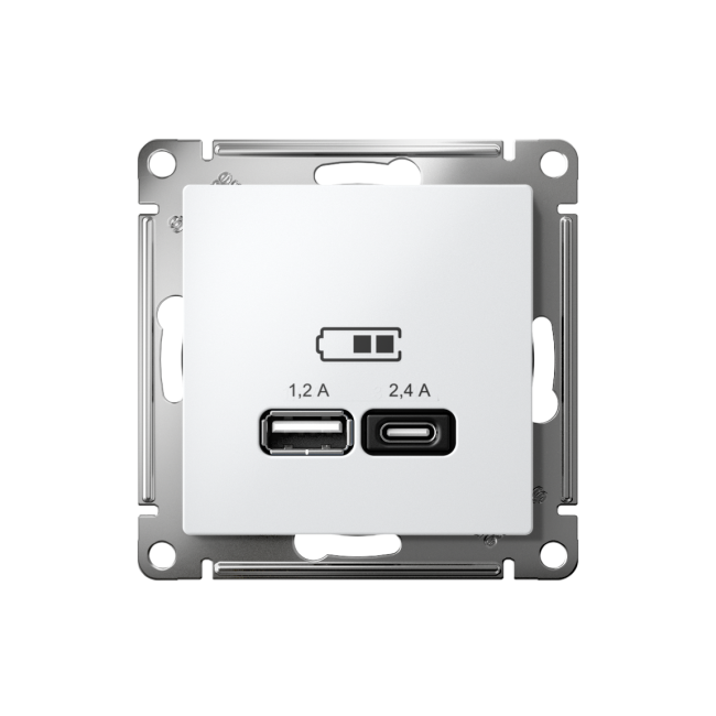 ATN000139 - AtlasDesign USB розетка A+С, 5В/2,4 А, 2х5В/1,2 А, белый