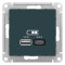 ATN000839 - AtlasDesign USB розетка A+С, 5В/2,4 А, 2х5В/1,2 А, изумруд