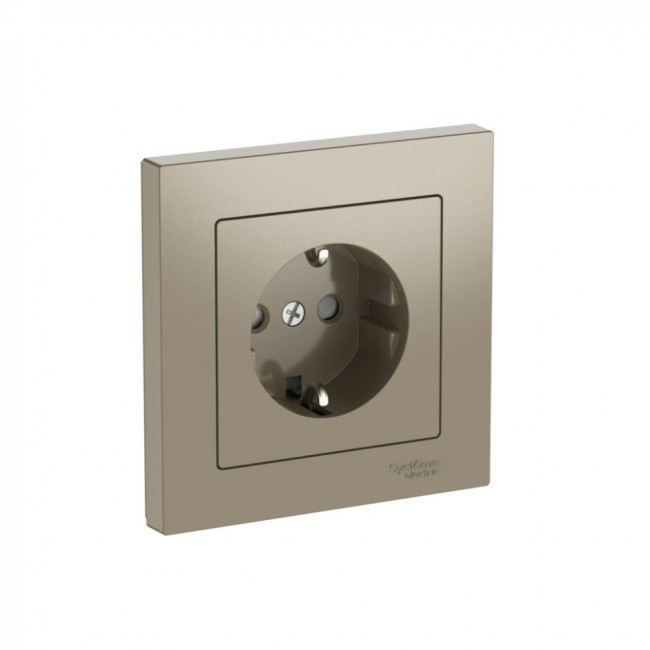 ATLASDESIGN РОЗЕТКА с заземлением со шторками, 16А, в сборе, быстрозажимные клеммы., ШАМПАНЬ, ATN000544S