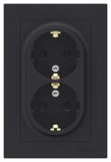 ATN001026 - AtlasDesign РОЗЕТКА двойная с заземлением со шторками, 16А, в сборе, КАРБОН