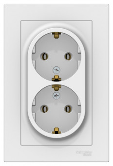 ATN001324 - AtlasDesign РОЗЕТКА двойная с заземлением, 16А, в сборе, ЛОТОС