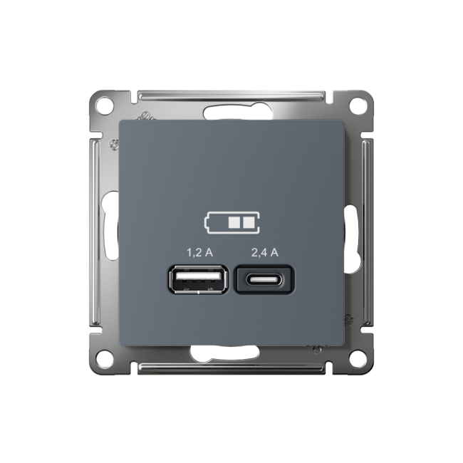 ATN000739 - AtlasDesign USB розетка A+С, 5В/2,4А, 2х5В/1,2А, грифель