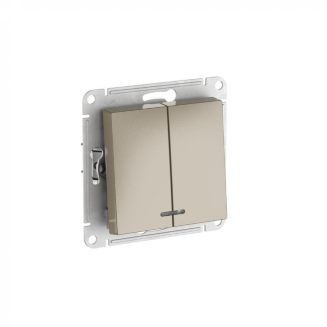 ATLASDESIGN 2-клавишный ВЫКЛЮЧАТЕЛЬ с подсвет.,сх.5а, 10АХ,мех., быстрозажимные клеммы., ШАМПАНЬ, ATN000553S