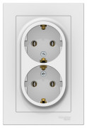 ATN000124 - AtlasDesign РОЗЕТКА двойная с заземлением, 16А, в сборе, БЕЛЫЙ