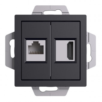 ATN001082 - AtlasDesign РОЗЕТКА двойная HDMI+RJ45, кат.5Е, механизм, КАРБОН ATN001082 - AtlasDesign РОЗЕТКА двойная HDMI+RJ45, кат.5Е, механизм, КАРБОН