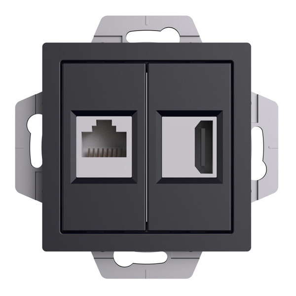ATN001082 - AtlasDesign РОЗЕТКА двойная HDMI+RJ45, кат.5Е, механизм, КАРБОН ATN001082 - AtlasDesign РОЗЕТКА двойная HDMI+RJ45, кат.5Е, механизм, КАРБОН
