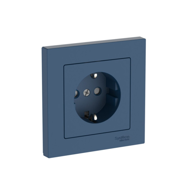 ATLASDESIGN РОЗЕТКА с заземлением со шторками, 16А, в сборе, быстрозажимные клеммы., АКВАМАРИН, ATN001144S