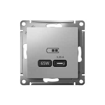 ATN000327 - AtlasDesign USB РОЗЕТКА тип-C 65W высокоскоростная зарядка QC, PD, механизм, АЛЮМИНИЙ