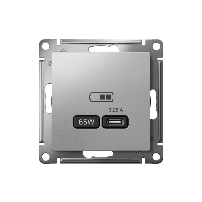 ATN000327 - AtlasDesign USB РОЗЕТКА тип-C 65W высокоскоростная зарядка QC, PD, механизм, АЛЮМИНИЙ