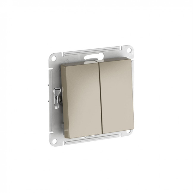 ATLASDESIGN 2-клавишный ПЕРЕКЛЮЧАТЕЛЬ, сх.6/2, 10АХ, мех., быстрозажимные клеммы., ШАМПАНЬ, ATN000565S