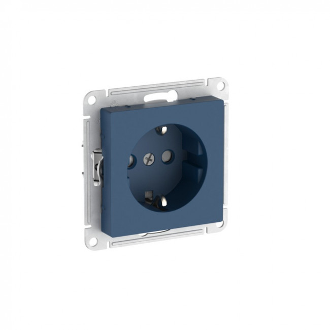 ATLASDESIGN РОЗЕТКА с заземлением со шторками, 16А, мех., быстрозажимные клеммы., АКВАМАРИН, ATN001145S