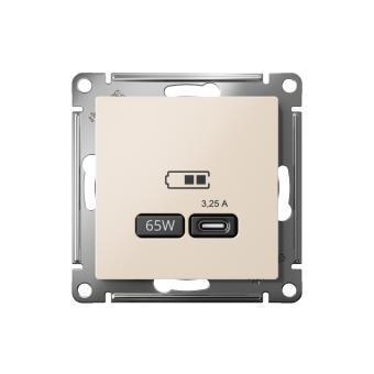 ATN000227 - AtlasDesign USB РОЗЕТКА тип-C 65W высокоскоростная зарядка QC, PD, механизм, БЕЖЕВЫЙ
