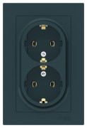 ATN000824 - AtlasDesign РОЗЕТКА двойная с заземлением, 16А, в сборе, ИЗУМРУД