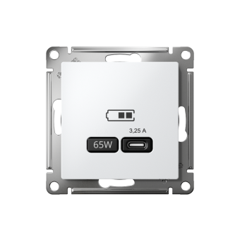 ATN000127 - AtlasDesign USB РОЗЕТКА тип-C 65W высокоскоростная зарядка QC, PD, механизм, БЕЛЫЙ