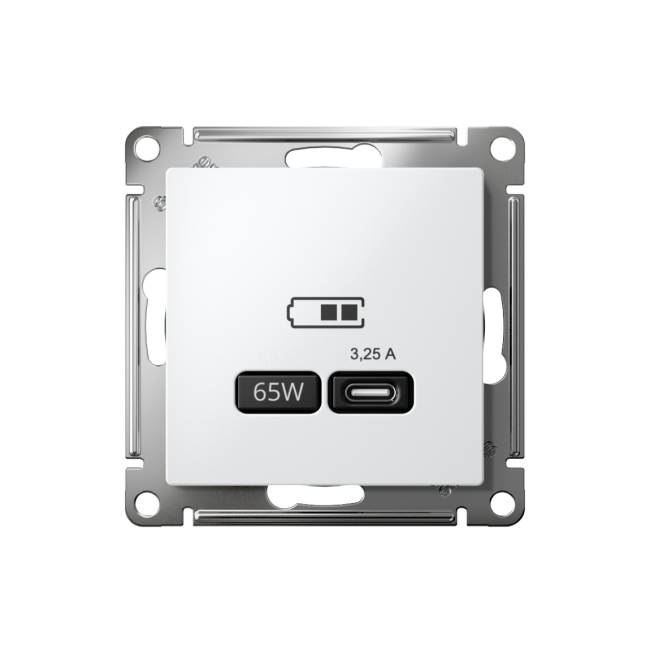 ATN000127 - AtlasDesign USB РОЗЕТКА тип-C 65W высокоскоростная зарядка QC, PD, механизм, БЕЛЫЙ