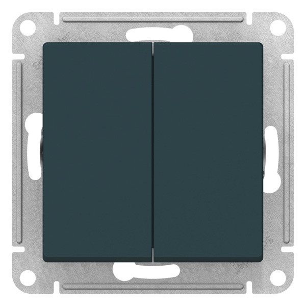 ATN000817 - AtlasDesign Нажимная 2-клавишная кнопка, сх.2, 10А, механизм, ИЗУМРУД