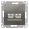 ATLASDESIGN РОЗЕТКА двойная компьютерная RJ45+RJ45, кат.6А, механизм, СТАЛЬ. ATN000988