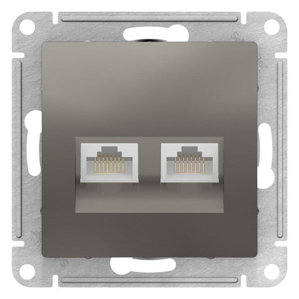 ATLASDESIGN РОЗЕТКА двойная компьютерная RJ45+RJ45, кат.6А, механизм, СТАЛЬ. ATN000988