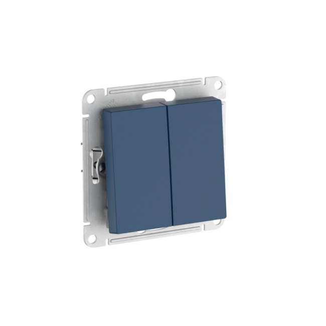 ATLASDESIGN 2-клавишный ВЫКЛЮЧАТЕЛЬ, сх.5, 10АХ, мех., быстрозажимные клеммы., АКВАМАРИН, ATN001151S