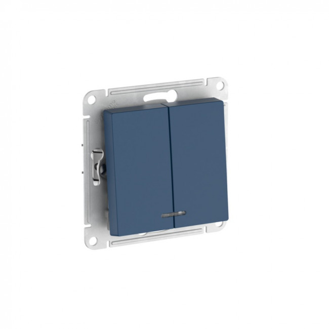 ATLASDESIGN 2-клавишный ВЫКЛЮЧАТЕЛЬ с подсвет.,сх.5а, 10АХ,мех., быстрозажимные клеммы., АКВАМАРИН, ATN001153S